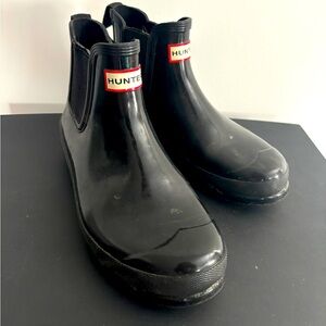 Hunter Black Gloss Original Mini or Short Chelsea Rain Boot